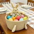 thumbnail image 4 of Tyidzon Bunny Easter Basket, Hand-woven Baskets for Gifts Empty, Small Picnic Basket for Easter Decorations Kids Boys Girls Egg Candy Hunts, Beige 12", 4 of 6