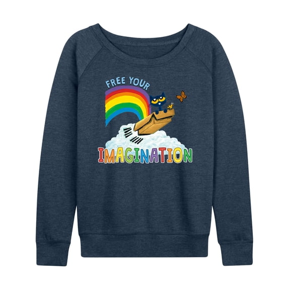 Pete The Cat - Flying Box Free Your Imagination - Women's Lightweight French Terry Long Sleeve Shirt