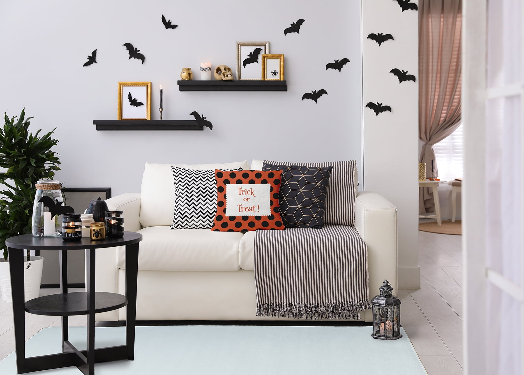 26" x 26" Simply Daisy Halloween Trick or Treat Dots Polyester Accent Pillow, Harvest Orange Qty 1
