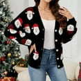 thumbnail image 7 of Arlun Christmas Cardigan Sweaters for Women Funny Santa Claus Pattern Button down Long Sleeve Outwear 2025 New Xmas Printed Open Front Loose Cozy Cardigan Coat Black L, 7 of 7