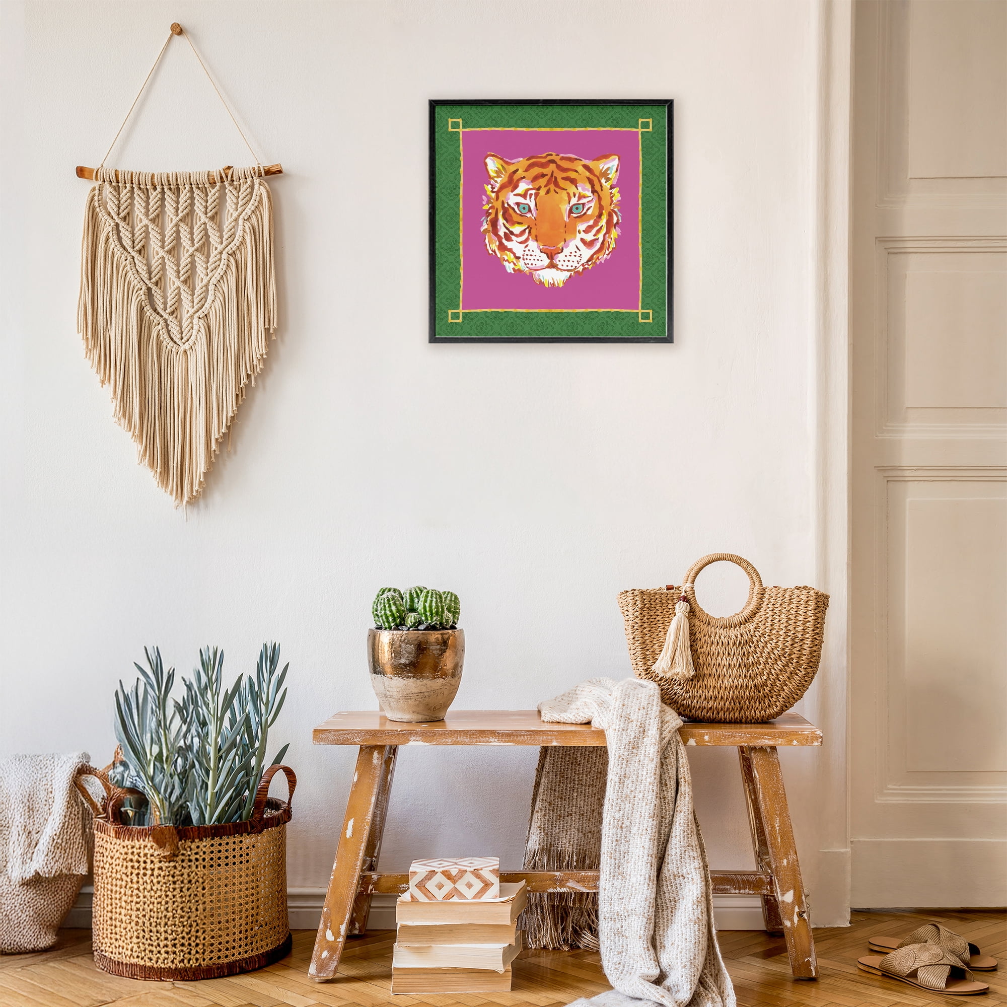 Stupell Industries Bordered Exotic Tiger Portrait Black Framed Giclee Art, design by Karolina Sato