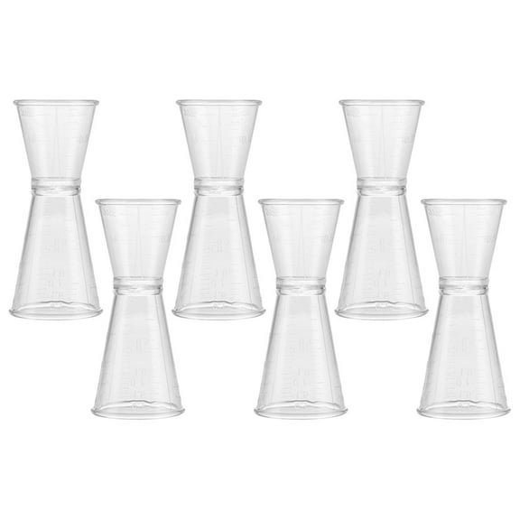 6 Pcs Plastic Double-ended Measuring Cup Tool Plastic Cocktail Jigger Clear Measuring Cups Ounce Bar Jigger