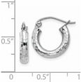 thumbnail image 4 of 14k White Gold Diamond-cut 3.2mm Round Hoop Earrings - 14mm, 4 of 6
