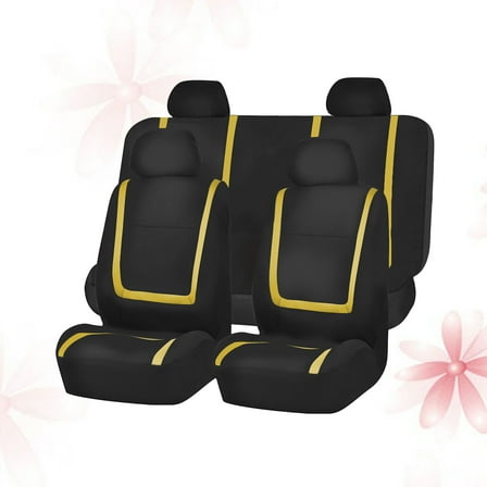 LABSERRON 9Pcs Yellow Universal Car Accessory Car Seat Cover for Protective Use in Cars and SUVs