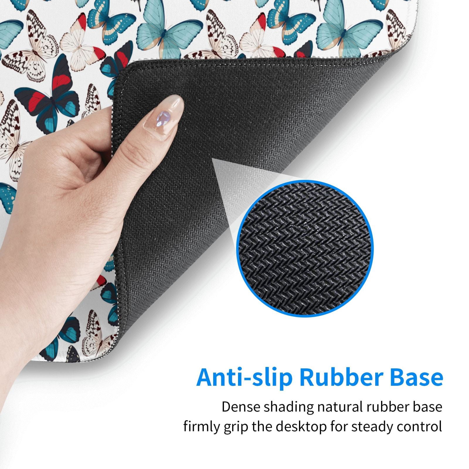Naloa Butterfly Gaming Mouse Pad Large Mouse Mat Long Extended Desk Pad Non-Slip Rubber Mice Pads Stitched Edges Thin Pad (16x29.5 Inch)