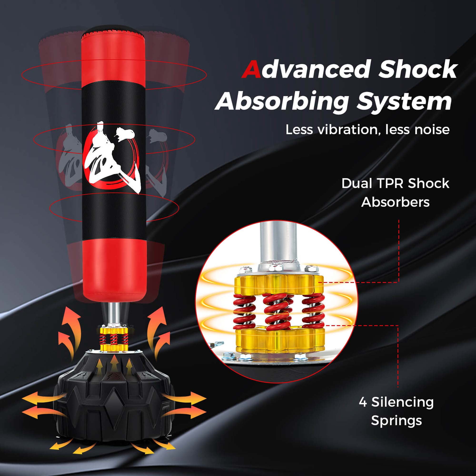 Costway 70" Freestanding Punching Bag with Fillable Base 12 Suction Cups & Shock Absorbers