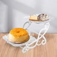 thumbnail image 4 of jifeng 2 Tiers Cake Stand Snack Display Tray Decoration Dessert Tray White Display Rack Heart Square, 4 of 7
