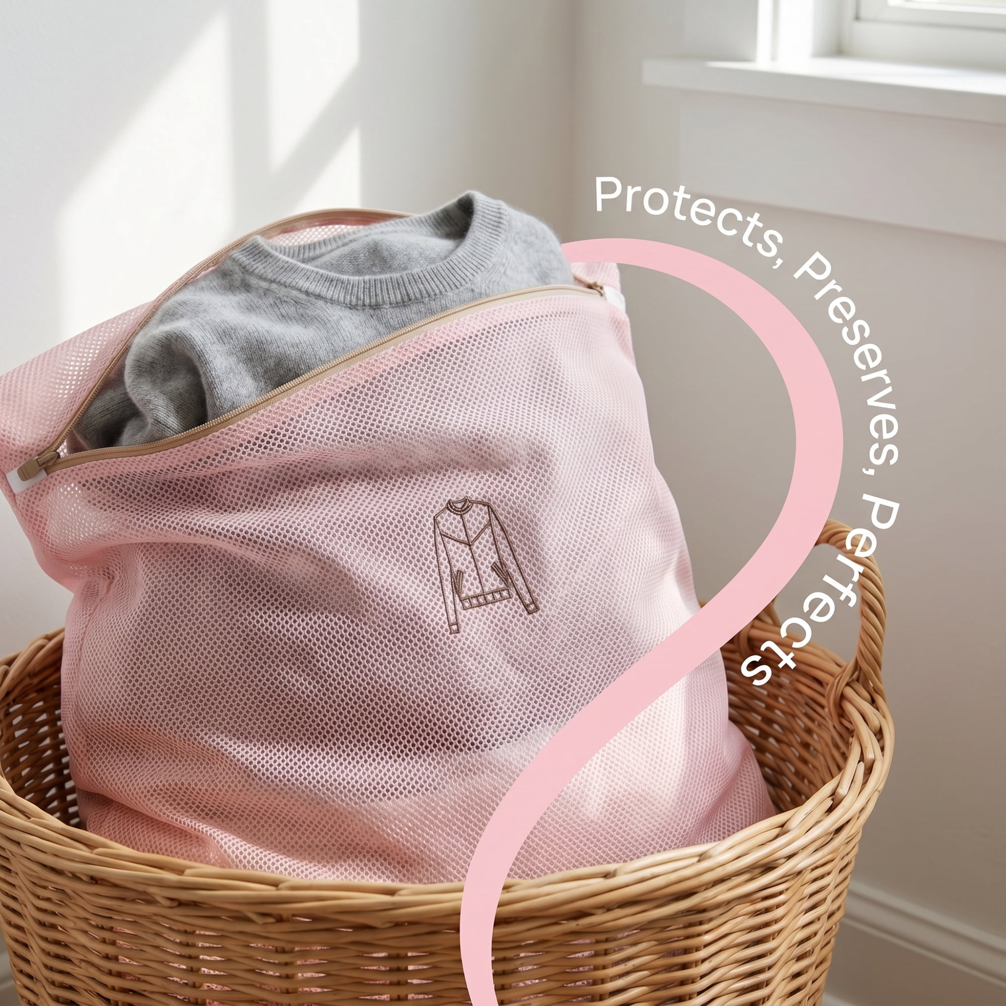 Unique Bargains 6Pcs Durable Mesh Zipper Closure Laundry Bags Pink