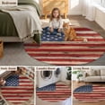 thumbnail image 5 of Retro American Flag Round Area Rug 3.3 FT, Non Slip Small Entryway Kitchen Mat, Vintage USA Flag Red Blue Wooden Washable Soft Circular Rug Non-Shedding Door Mat for Bathroom Playroom Kids Room, 5 of 9
