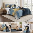 thumbnail image 6 of Full Quilt Set 78''x90'', Blue Black Yellow Oil Painting Lightweight Summer Bedspread Coverlet Set with 2 Pillow Shams, Modern Abstract Breathable All Season Quilt Bedding for Bedroom/Guest Room, 6 of 9