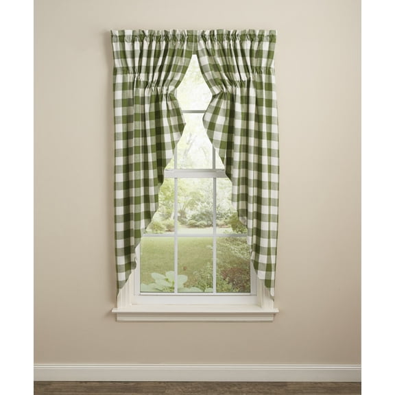 Wicklow Sage Buffalo Check Lined Gathered Swag 72''X63''