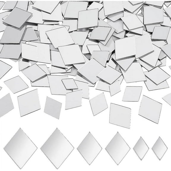 1 Set 210Pcs 3 Styles Adhesive Acrylic Cabochons Sheets Mirror Mosaic Pieces Mosaic Tiles for Arts DIY Crafts Rhombus 14~24x9~19.5x0.8mm 70pcs/style