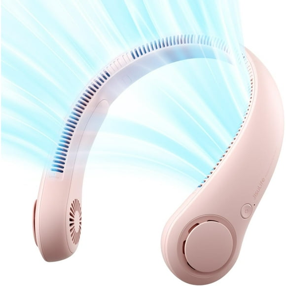 Portable Neck Fan, Hands-Free Bladeless, 5 Speeds, 4000 mAh Battery Operated Wearable Personal Fan, Twistable, Rechargeable, Gift for Women Men-Pink