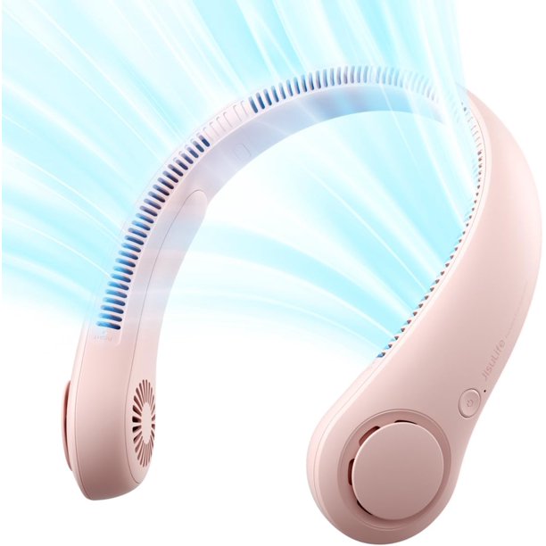 Portable Neck Fan, Hands-Free Bladeless, 5 Speeds, 4000 mAh Battery Operated Wearable Personal Fan, Twistable, Rechargeable, Gift for Women Men-Pink