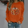 thumbnail image 5 of Yteetum Halloween Thanksgiving Sweatshirts for Women Pumpkin Print Crewneck Hoodless Sweatshirt Tops Womens Casual Halloween Pumpkin Print Round Neck Loose Fits Long Sleeve Sweatshirts Fall, 5 of 6