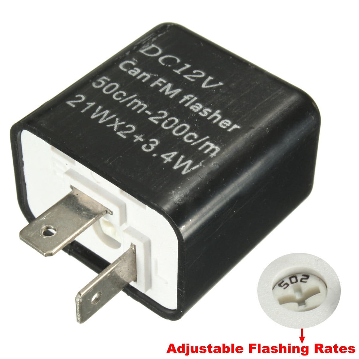 LED Adjustable Motorcycle Flasher Relay Turn Signal Indicator Flash 2 Pin 12V