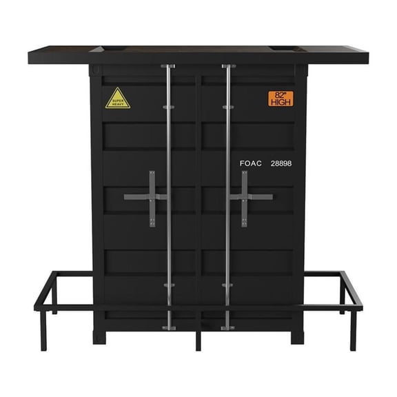 Furniture of America Lionna Contemporary Metal Storage Bar Table in Black