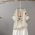 thumbnail image 5 of Aloohaidyvio 2024 Mexican Shirts Peasant Blouses Cotton Embroidered 3/4 Sleeve Bohemian Tops Boho Clothes for Women Summer Fiesta, 5 of 5