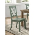 thumbnail image 4 of Casual Teal Finish Chairs Set of 6, Pine Veneer Transitional Double-X Back Design Dining Room Chairs, 4 of 4