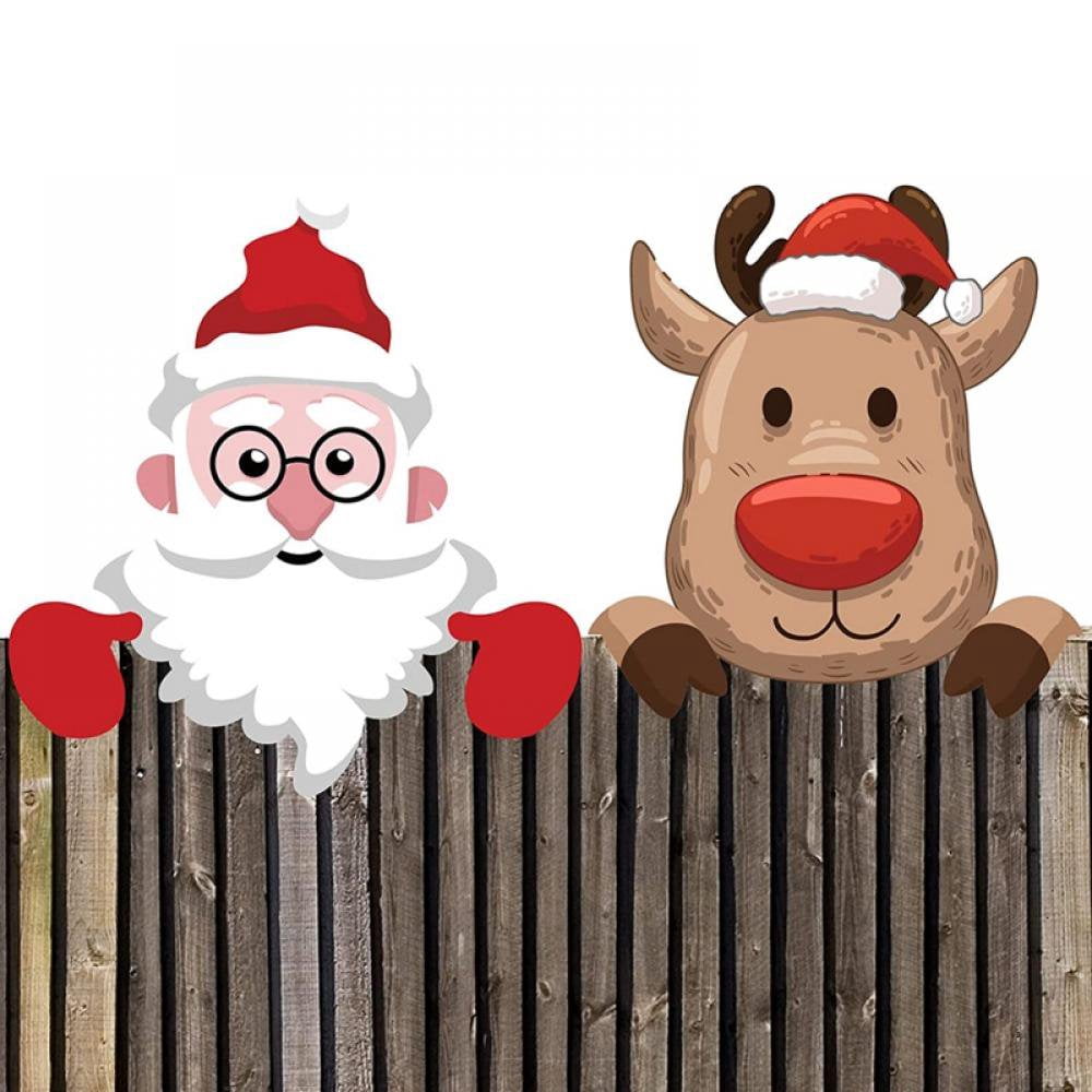 Décorations Noël Père Noël 2D - Lot De 10 En Bois - Pour Intérieur/extérieur (fenêtre, Mur, Porte, Jardin) - Dimensions ~8x4 Cm