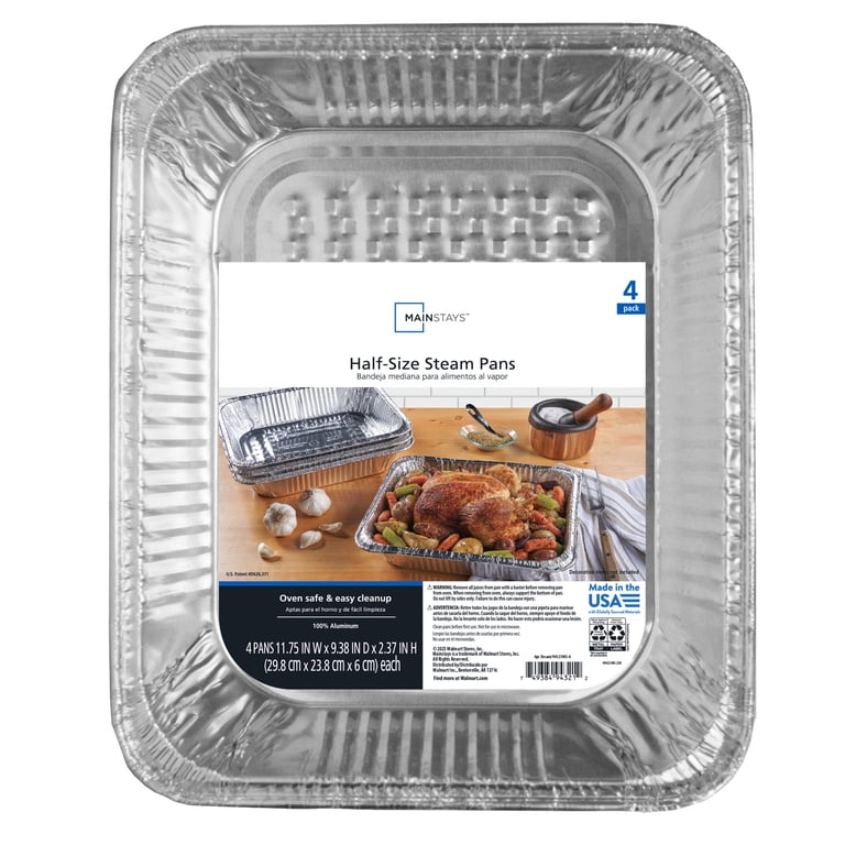Mainstays Aluminum Half Steam Table Pans 11.8" x 9.4" (4-Pack) photo 4
