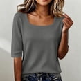 thumbnail image 2 of Women's Basic Tops Square Neck T Shirts Ribbed Knit Slim Half Sleeve Tee Clothes Trendy Daily Outfit Tops, 2 of 5