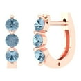 thumbnail image 2 of Rose Solid Solid Gold Hoop Stud Everyday Dainty Earrings - 0.48 Ct Brilliant Round Cut Natural Sky Blue Topaz 14K, Everyday Dainty Earrings Lever Back, 2 of 7
