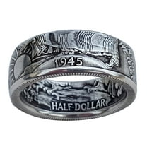 CILENON Fashion Men'S Jewelry Ring Party Ring Personality Coin Ring 7-13 (Silver,10)