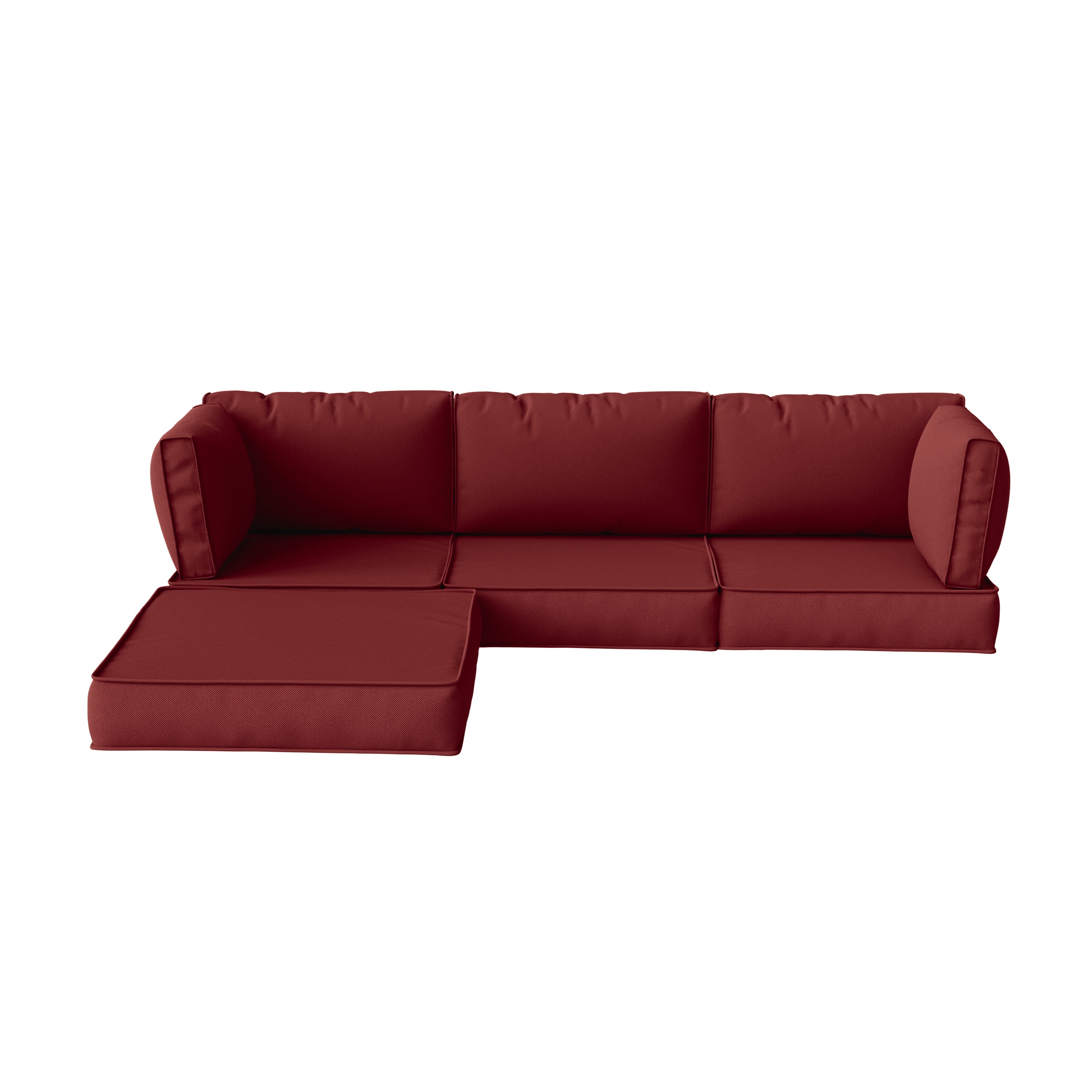 Snubbull Patio Furniture Cushions, Replacement Outdoor Cushions for 4-Seat Sectional Sofa,Waterproof & Zipped, Burgundy