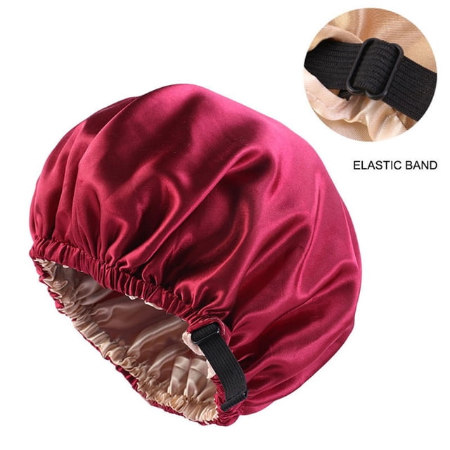 Lefu Bonnet Élastique en Satin pour Femmes, Double Couche, Ajustable