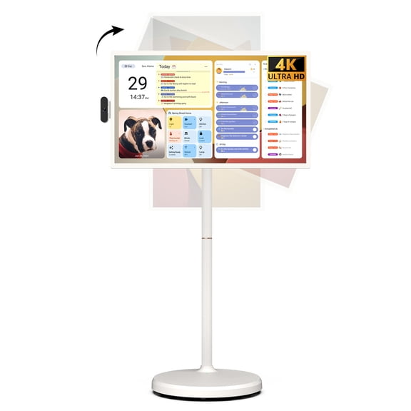 ApoloSign 32" Smart Portable TV with Rolling Stand, 4K UHD Touchscreen Mobile Monitor on Wheels, 256GB Storage Android 16 OS with EDLA Certification, Flagship Interactive Screen for Work & Gaming