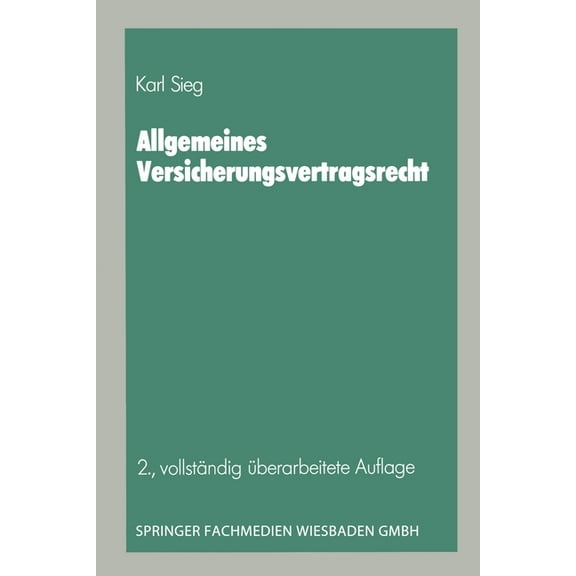 Allgemeines Versicherungsvertragsrecht, (Paperback)