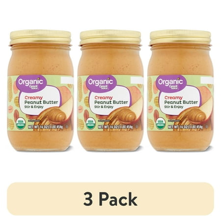 (3 pack) Great Value Organic Creamy Stir Peanut Butter 16 oz