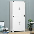 thumbnail image 3 of HOMCOM Industrial Kitchen Pantry Cabinet with 4 Doors and Storage Shelves, Freestanding Storage Cabinet, White, 3 of 9