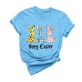 thumbnail image 2 of UPPADA Femmes Easter Oeufs Imprimé T-Shirts Heureux Easter Graphique Bunny Rabbit Mignons T-Shirts Manches Courtes Décontracté Col Rond T-Shirts Été Basique Coupe Régulière Chemises Bleu,G, 2 of 5