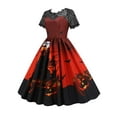 thumbnail image 3 of DYMADE Women Halloween Lace Slim Fit Printed Large Hem Dress, 3 of 4