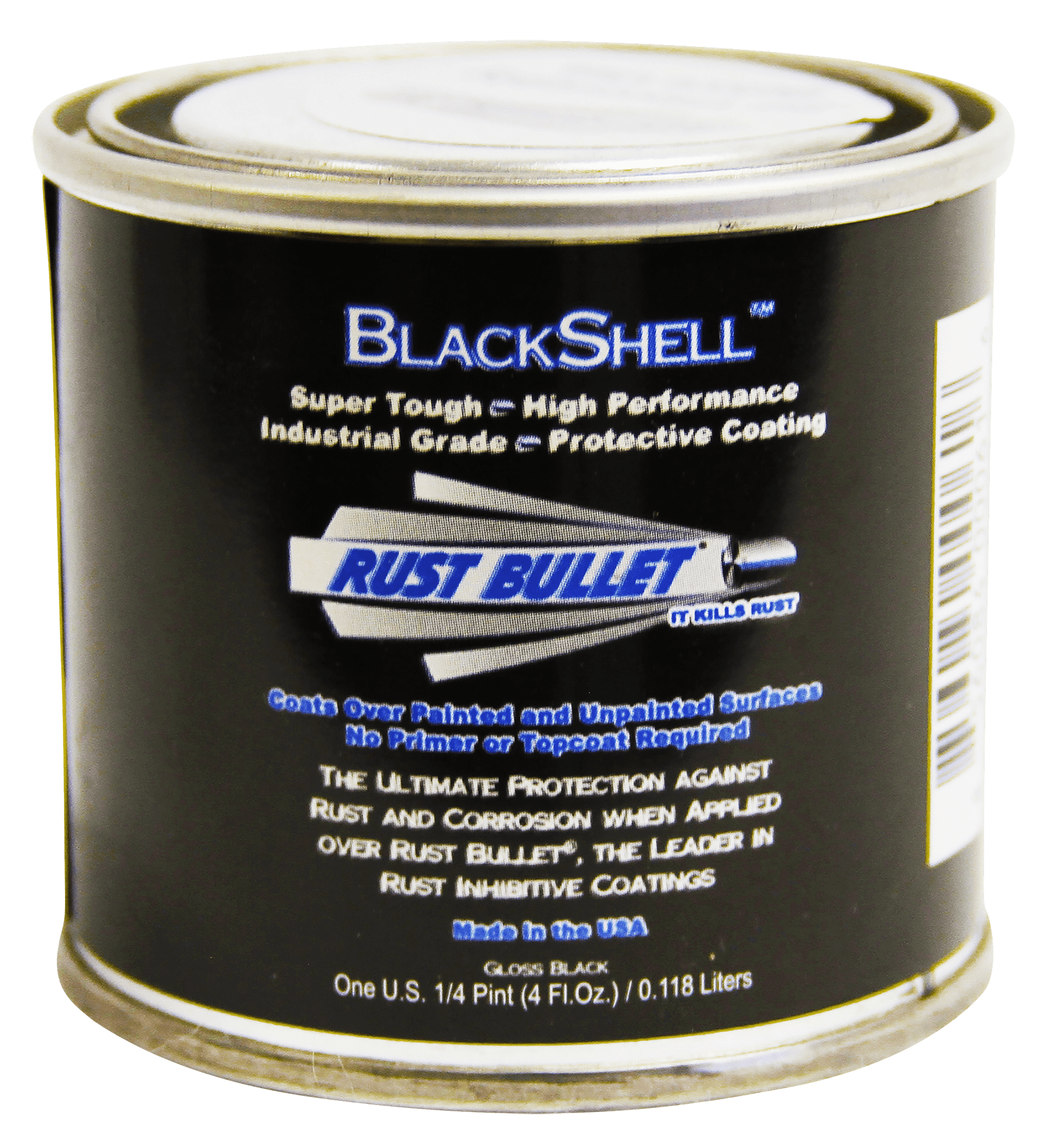 Rust Bullet BlackShell Gloss Black Protective Coating and Topcoat - 1/4 Pint