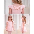 thumbnail image 5 of Oudiya Girls Ballet Dress Ruffle Sleeve Dance Leotard with Skirt Criss Cross Back Dance Clothes for Kids 3-4Y, 5 of 9