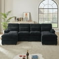 thumbnail image 3 of Pingliang Home Oversized Sectional Sofa U Shaped Couch 4 Seat with 4 Waist Pillows,Chenille Upholstery Symmetrical Sleeper Sofa Cloud Couch with Double Chaise Lounge for Living Room Apartment Office, 3 of 9
