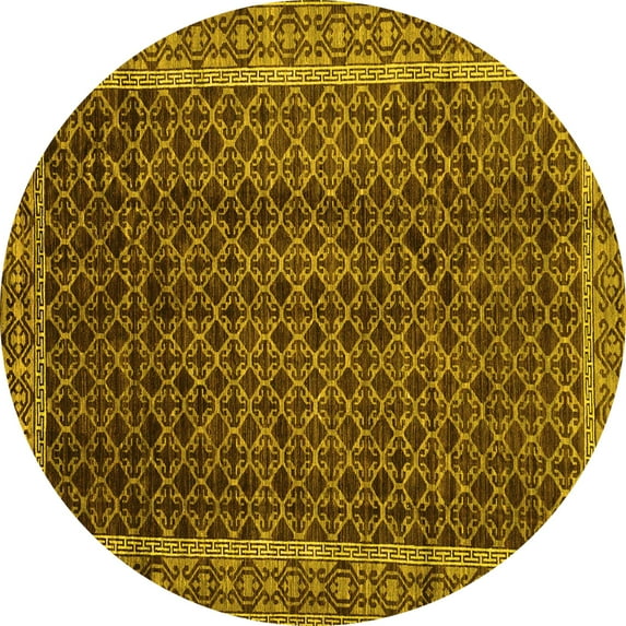 Ahgly Company Machine Washable Indoor Round Southwestern Yellow Country Area Rugs, 8' Round