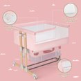 thumbnail image 3 of HARPPA Baby Bassinet Bedside Sleeper for Twins, Adjustable Height, Bed-Sharing, Pink, 3 of 9
