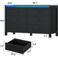 thumbnail image 3 of Black Dresser with 6 Drawers for Bedroom, Modern Chest of Drawers Storage Dresser with LED Lights for Living Room, 3 of 10