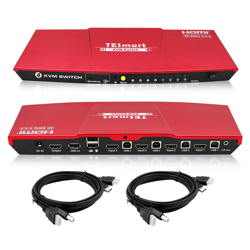 TESmart KVM Switch Für 2 PCs & 3 Monitore – 4K@144Hz, HDMI 2.1, DP 1.4, Mit USB 3.0 Docking