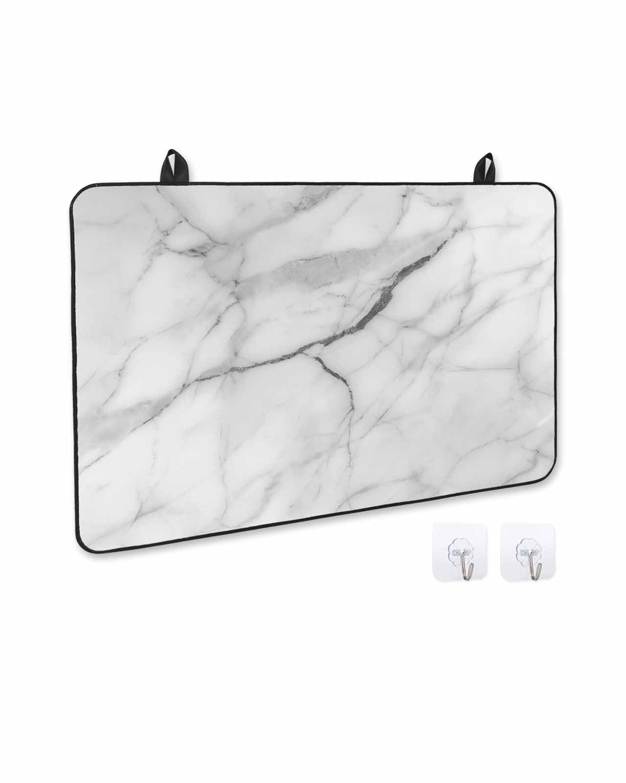 nqOlkjepod Large Induction Cooktop Protector Mat 36"x21", White Marble Stove Top Covers for Electric Stove, Modern Geometric Abstract Minimalist Crack Stove Burner Cover Mats, Glass Top Stove Cover