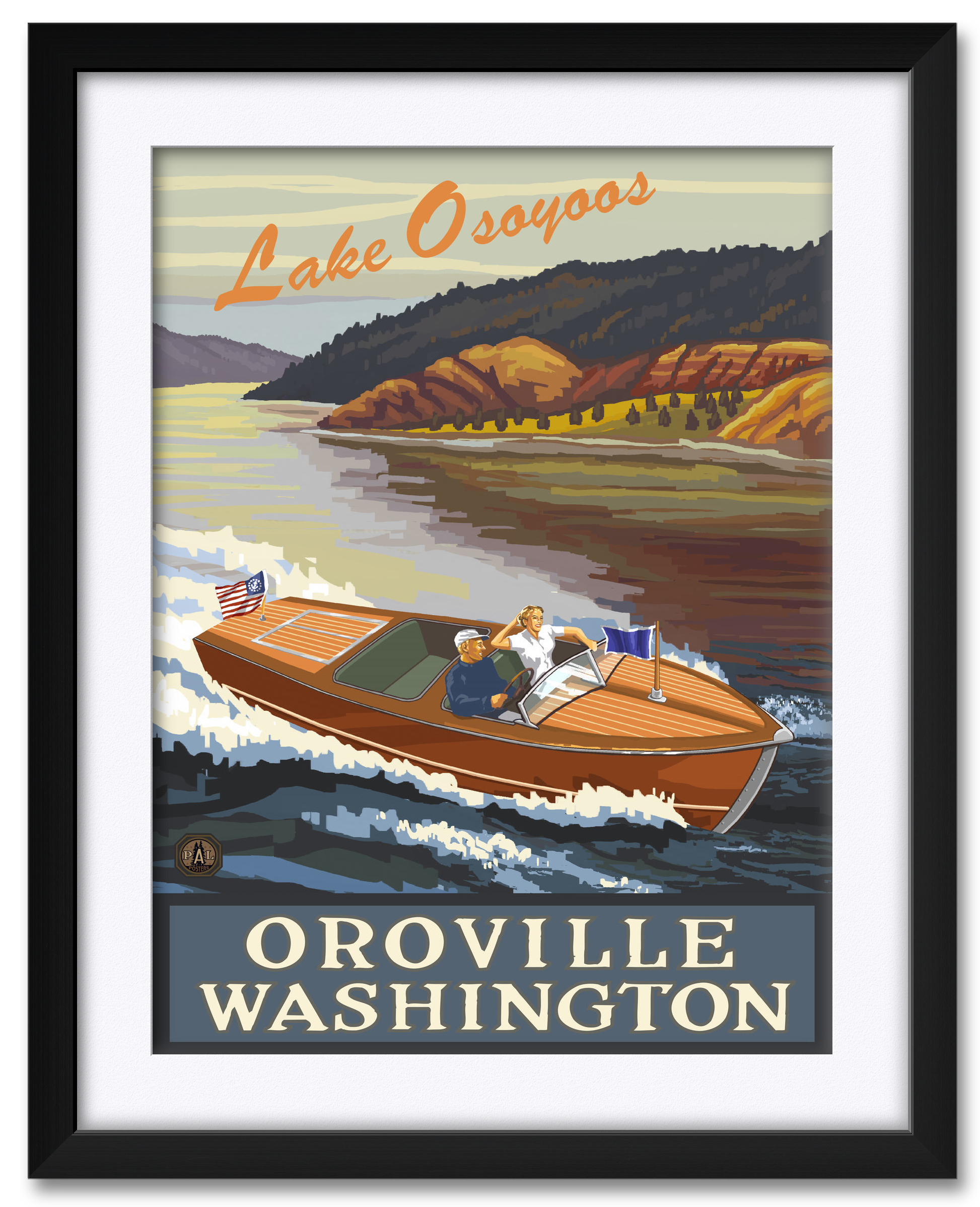 Lake Osoyoos Oroville Washington Woodie Boat Lake Framed Matted Art Print By Paul A Lanquist Print Size 18 X 24 Framed Art Size 24 X 30 Walmart Com Walmart Com