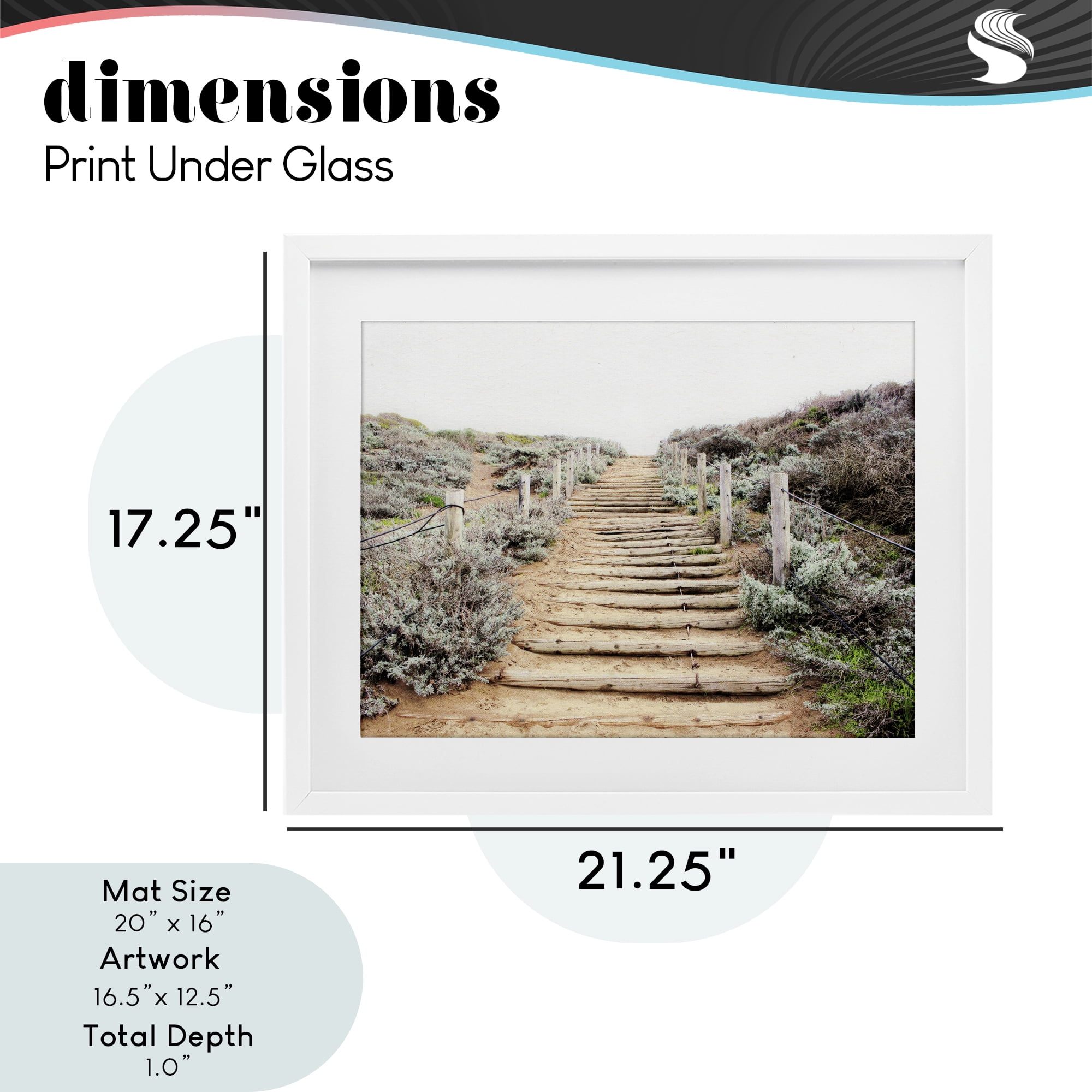 Wooden Stairway to Heaven White Framed Print Under Glass, design by Leah Noel Art
