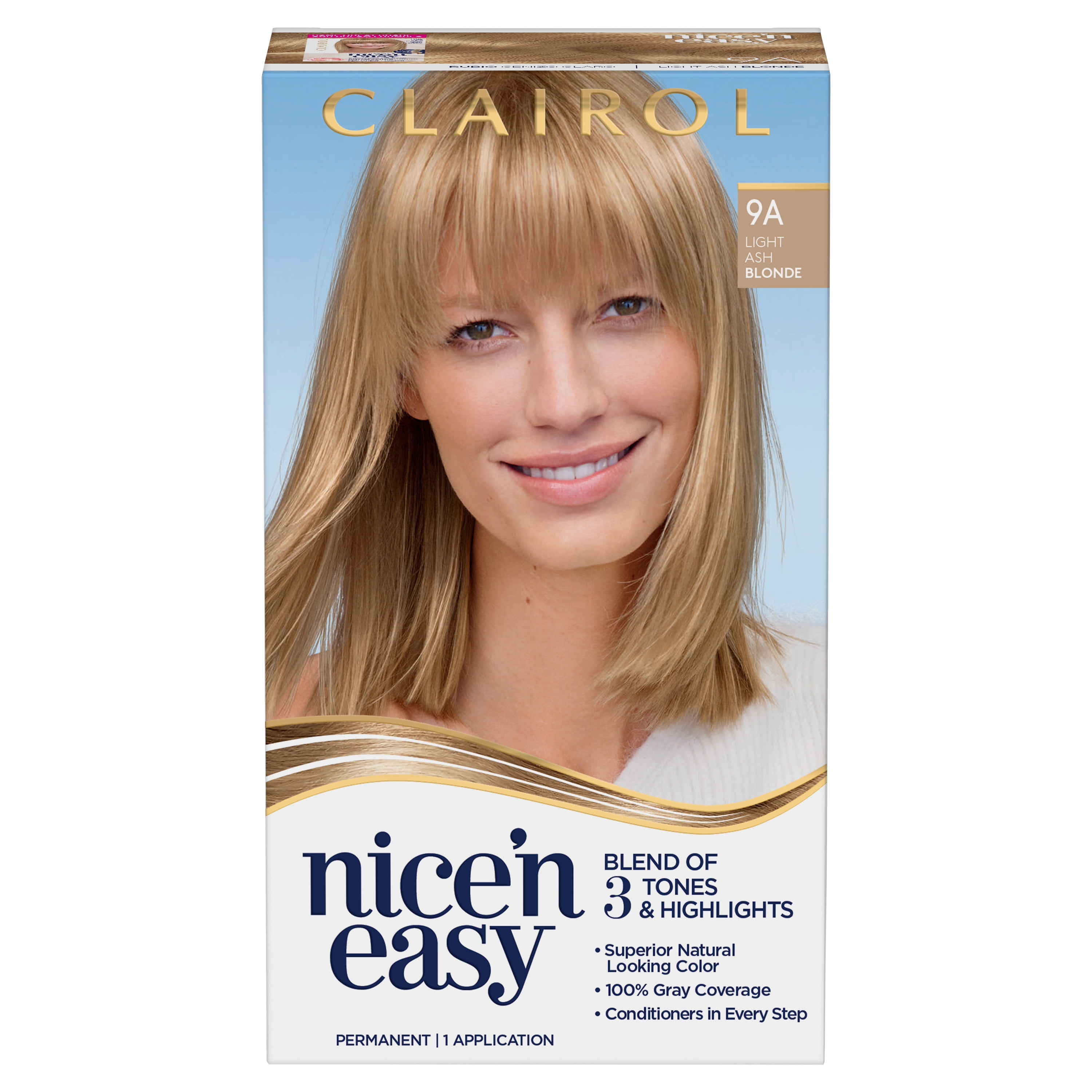 Clairol Nice'n Easy Permanent Hair Color Creme, 9A Light Ash Blonde, 1  Application, Hair Dye 