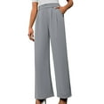 thumbnail image 2 of lmcalzta Womens Dress Pants High Waisted Wide Leg Regular Fitted Stretch Comfy Trousers with Pockets Business Work Casual Dressy Pants, 2 of 8