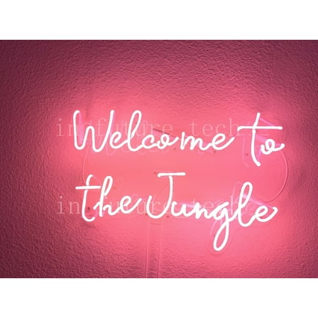 Queen Sense 20" Welcome To The Jungle Neon Sign With Dimmer Acrylic Handmade Man Cave Neon Light 120WTTJT