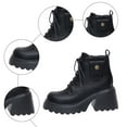 thumbnail image 7 of Womens Motorcycle Boots Platform Chunky Heel Antislip Lace up Zipper Ankle Booties Comfy Retro Leather Round Toe High Top Boots Black Size 9, 7 of 7